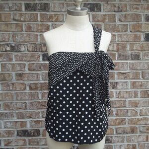 NWT J. Crew One Shoulder Polka Dots Bow Top 6&10
